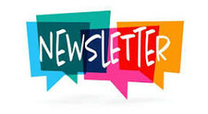 Clipart of the word Newsletter in rainbow colours