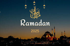 The word Ramadan 2025 in the night sky